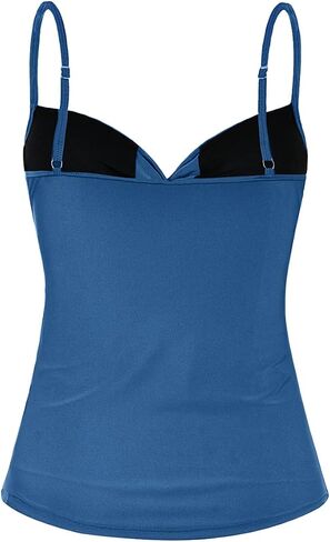قمصان Firpearl Tankini للنساء بدلة استحمام أمامية ملفوفة علوية مكشكشة للتحكم في البطن in Kuwait