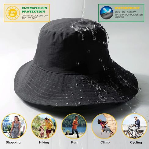 Waterproof Bucket Rain Hat for Men Women Wide Brim Sun Protection Packable Boonie Hat Outdoor Beach Safari Fishing Hat in Saudi Arabia