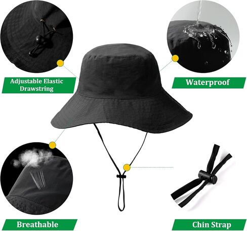 Waterproof Bucket Rain Hat for Men Women Wide Brim Sun Protection Packable Boonie Hat Outdoor Beach Safari Fishing Hat in Saudi Arabia