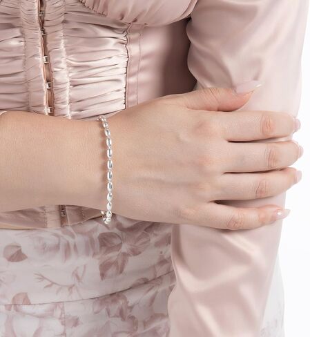 بوري جيويليرز 925 فضة إيطالية 3 مم أو 4 مم بيضاوية الخرزة سلسلة سوار للنساء 7، 7.5، 8 بوصة صنع في إيطاليا in Kuwait