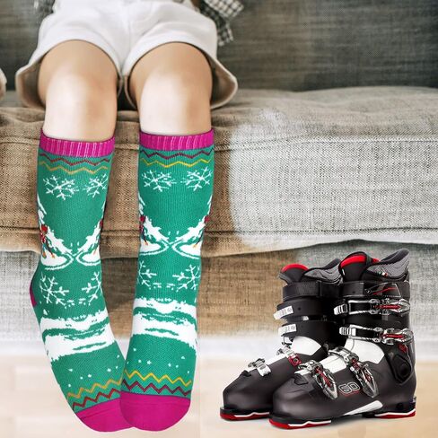 GRPSKCOS Kids Ski Socks, 2 Pairs Warm Thick Snow Socks for Boys Girls Toddler Winter Skiing Snowboarding in Saudi Arabia