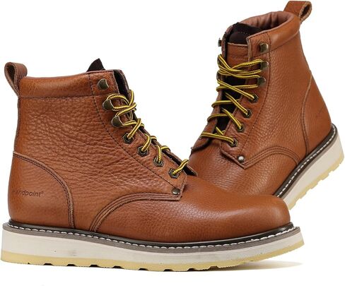Mens 6" SureTrack Soft Toe Slip Resistant Mens Work Boots, Browm, 84984 in Saudi Arabia