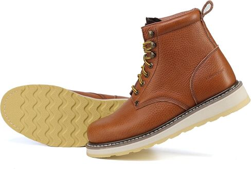 Mens 6" SureTrack Soft Toe Slip Resistant Mens Work Boots, Browm, 84984 in Saudi Arabia