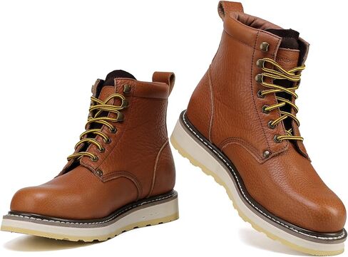 Mens 6" SureTrack Soft Toe Slip Resistant Mens Work Boots, Browm, 84984 in Saudi Arabia