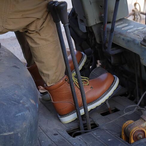 Mens 6" SureTrack Soft Toe Slip Resistant Mens Work Boots, Browm, 84984 in Saudi Arabia