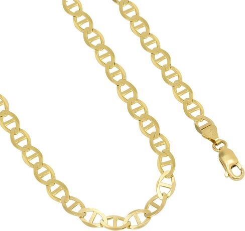 Nuragold 14k الذهب الأصفر الصلبة 7.5mm مرساة مارينر ربط سلسلة قلادة، مجوهرات رجالي مشبك جراد البحر 18 "20" 22 "24" 26" in Saudi Arabia