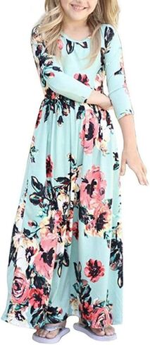 QIJOVO Girl Floral Maxi Dress with Pockets Sleeves Long Holiday Dress in Saudi Arabia