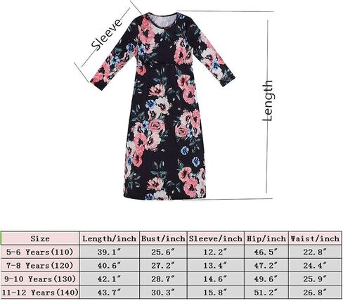 QIJOVO Girl Floral Maxi Dress with Pockets Sleeves Long Holiday Dress in Saudi Arabia