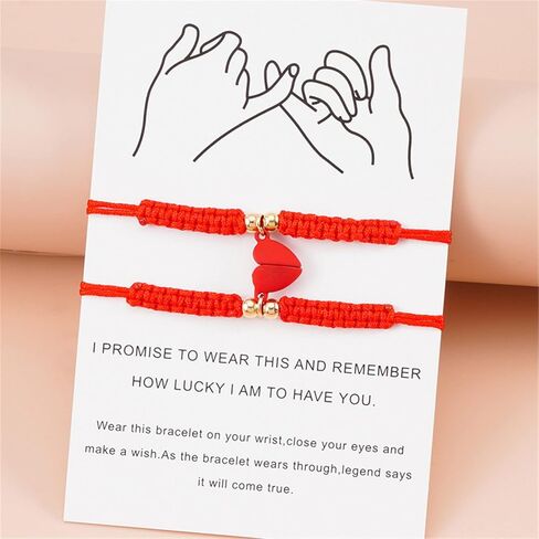 2Pcs Braide Red String of Fate Bracelet Set for Lover Women Men Girl Boy Girlfriend Boyfriend Couple Matching Bracelet Relationship Good Luck Protection Jewelry Gift in Saudi Arabia