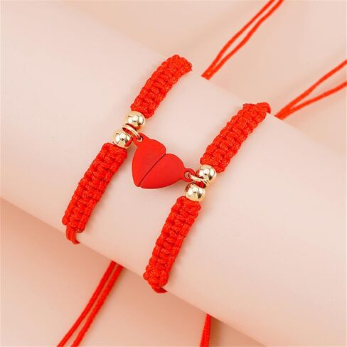 2Pcs Braide Red String of Fate Bracelet Set for Lover Women Men Girl Boy Girlfriend Boyfriend Couple Matching Bracelet Relationship Good Luck Protection Jewelry Gift in Saudi Arabia