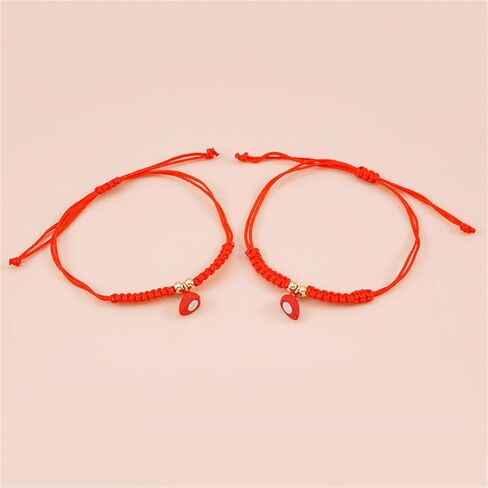 2Pcs Braide Red String of Fate Bracelet Set for Lover Women Men Girl Boy Girlfriend Boyfriend Couple Matching Bracelet Relationship Good Luck Protection Jewelry Gift in Saudi Arabia