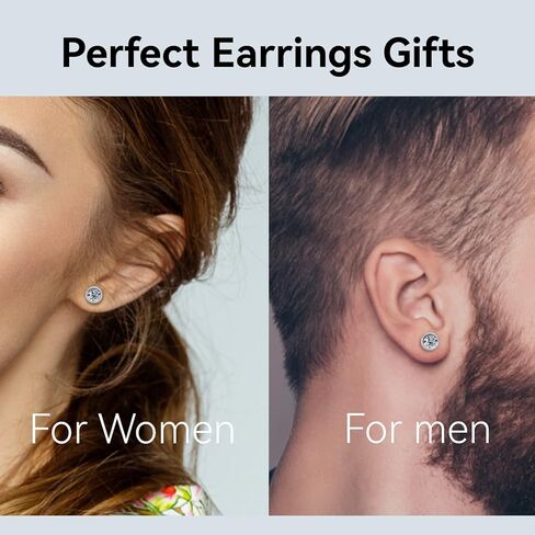 Moissanite Earrings for Women, 925 Sterling Silver 0.5-1ct D Color VVS1 Moissanite Diamond Stud Earrings, Hypoallergenic Earrings Studs for Sensitive Ears New Year Christmas Gifts in Saudi Arabia