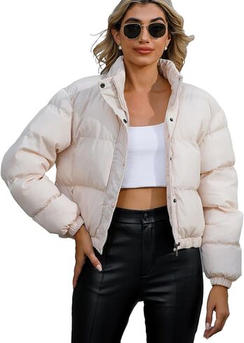 سترات شتوية نسائية من FHQueen معطف اسكواش خفيف الوزن مبطن بسحاب من الصوف للأسفل ملابس خارجية قصيرة منفوخة in Kuwait