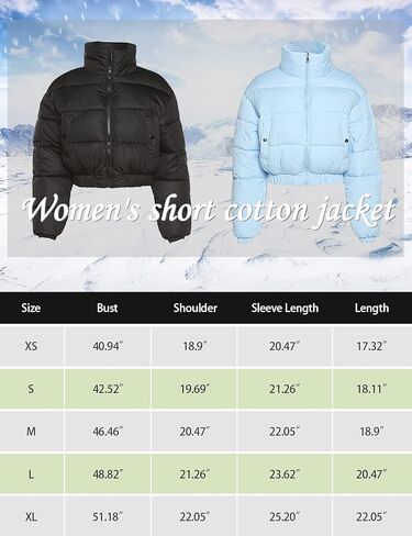 Wyeysyt Women's Cropped Quilted Puffer Jacket Casual Cute Y2k Long Sleeve Full Zip Up Outerwear Coats in Kuwait