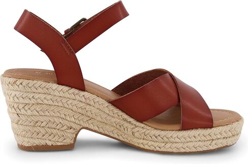 CUSHIONAIRE Robbie Espadrille Wedge Sandals for Women, Platform Wedges with Adjustable Ankle Strap and Memory Foam Footbed, Wide Widths Available in Saudi Arabia