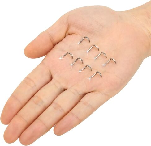 CrazyPiercing 18G Nose Ring Studs, 16 PCS S Shaped Nose Rings Stainless Steel Nose Piercings Thin Nose Rings Flat Top/Spherical/Round/Cubic Crystal Zirconia, Stainless Steel, cubic zirconia in Kuwait