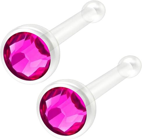 2pc 20g Bioflex Nose Bone Bioplast Cubic Zirconia 1mm Micro Flat Flexible Bendable Straight Nostril in Kuwait