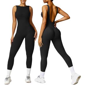 OEAK Womens Scrunch Butt Jumpsuits 2024 Crew Neck Seamless Romper V Back Gym Booty Leggings Bodycon Workout Yoga Unitard