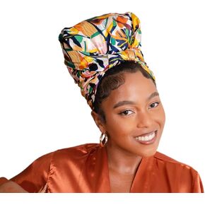 Glow By Daye Charmeuse Satin Prefolded Head Scarf, Double Layered Satin Bandana for Women, Large