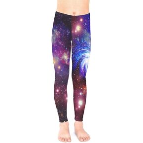 PattyCandy Galaxy Celestial and Night Sky Pattern Unisex Little & Big Kids Long Stretch Leggings,Size:2-16