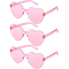 AFNWQI Heart Sunglasses, Heart Shaped Sunglasses, 3-Pack Transparent Rimless Sunglasses, Colored Sunglasses, Party Glasses in Saudi Arabia