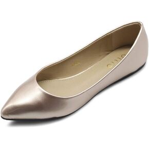Ollio Women's Shoe Ballet Basic Pointed Toe Comfort Enamel Flat