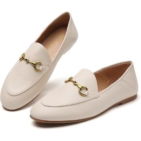 Women's Classic Bit Loafers – Structured Faux Leather Business Work Flats, Comfortable Slip On Dress Shoes with Gold Metal Buckle (Updated True Size) in Kuwait