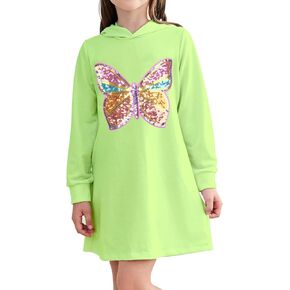 فستان بقلنسوة من JESKIDS للفتيات مزود بالترتر والفراشات وأكمام طويلة مع جيوب 4-13 T in Kuwait