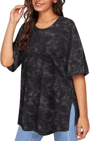 TIYOMI Plus Size Tops Summer Short Sleeve Shirts for Women Crewneck Tunics Pocket/Distressed (XL-5XL) in Kuwait