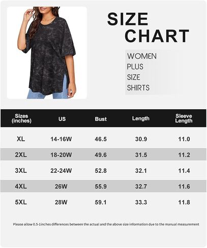 TIYOMI Plus Size Tops Summer Short Sleeve Shirts for Women Crewneck Tunics Pocket/Distressed (XL-5XL) in Kuwait