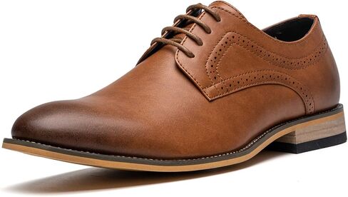 Men's Oxford Formal Dress Shoes Comfortable Classic Business Lace Up Derby Plain Toe in Kuwait