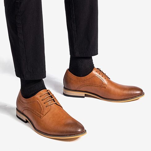 Men's Oxford Formal Dress Shoes Comfortable Classic Business Lace Up Derby Plain Toe in Kuwait