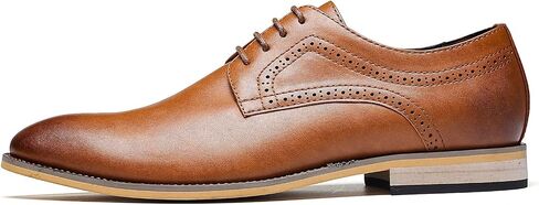 Men's Oxford Formal Dress Shoes Comfortable Classic Business Lace Up Derby Plain Toe in Kuwait