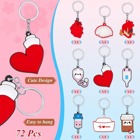 Henoyso 72 Pack Nurse Keychains Bulk Nursing Accessories for Work 2024 CNA Week Gifts Nursing Supplies for Women Medical Assistant Nurse Party Favors Supplies CNA Appreciation Gifts(Classic Style) in Kuwait