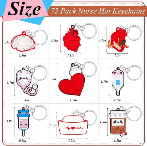 Henoyso 72 Pack Nurse Keychains Bulk Nursing Accessories for Work 2024 CNA Week Gifts Nursing Supplies for Women Medical Assistant Nurse Party Favors Supplies CNA Appreciation Gifts(Classic Style) in Kuwait