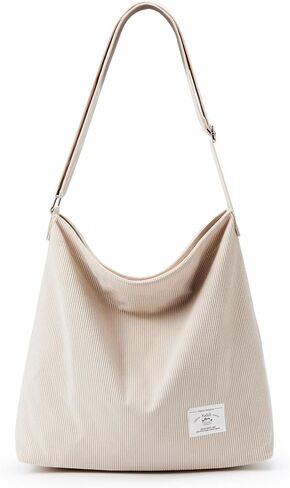 KALIDI Corduroy Tote Bag for Women Casual Zipper Tote Handbag Large Crossbody Hobo Shoulder Bag Work Fashion Women Purse in Kuwait