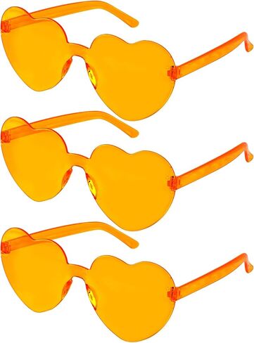 AFNWQI Heart Sunglasses, Heart Shaped Sunglasses, 3-Pack Transparent Rimless Sunglasses, Colored Sunglasses, Party Glasses in Kuwait