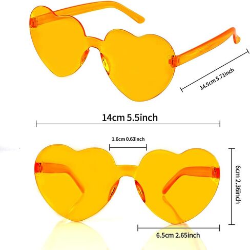 AFNWQI Heart Sunglasses, Heart Shaped Sunglasses, 3-Pack Transparent Rimless Sunglasses, Colored Sunglasses, Party Glasses in Kuwait