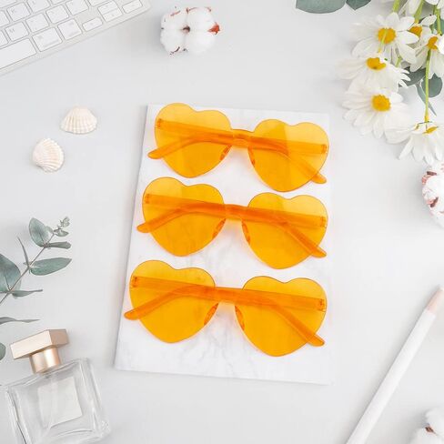 AFNWQI Heart Sunglasses, Heart Shaped Sunglasses, 3-Pack Transparent Rimless Sunglasses, Colored Sunglasses, Party Glasses in Kuwait