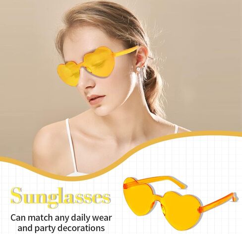 AFNWQI Heart Sunglasses, Heart Shaped Sunglasses, 3-Pack Transparent Rimless Sunglasses, Colored Sunglasses, Party Glasses in Kuwait