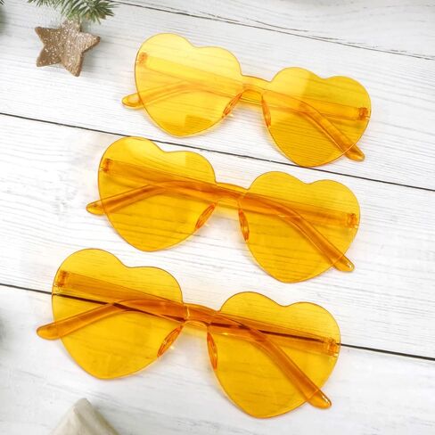 AFNWQI Heart Sunglasses, Heart Shaped Sunglasses, 3-Pack Transparent Rimless Sunglasses, Colored Sunglasses, Party Glasses in Kuwait