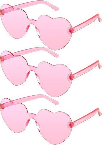 AFNWQI Heart Sunglasses, Heart Shaped Sunglasses, 3-Pack Transparent Rimless Sunglasses, Colored Sunglasses, Party Glasses in Saudi Arabia