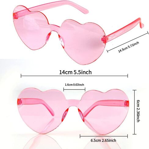AFNWQI Heart Sunglasses, Heart Shaped Sunglasses, 3-Pack Transparent Rimless Sunglasses, Colored Sunglasses, Party Glasses in Saudi Arabia