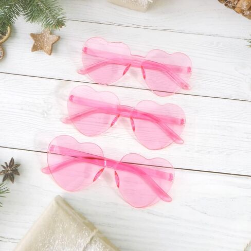AFNWQI Heart Sunglasses, Heart Shaped Sunglasses, 3-Pack Transparent Rimless Sunglasses, Colored Sunglasses, Party Glasses in Saudi Arabia