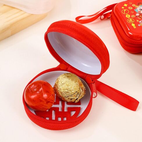 ايسوين 4 قطع من حقائب هدايا السنة الصينية الجديدة، محفظة عملات معدنية حمراء هونغ باو صندوق تخزين متعدد الوظائف للحلوى والشوكولاتة وسماعات الرأس، حقائب تنظيم حفلات الربيع وديكور معلق in Kuwait