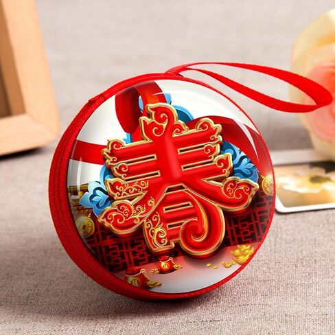 ايسوين 4 قطع من حقائب هدايا السنة الصينية الجديدة، محفظة عملات معدنية حمراء هونغ باو صندوق تخزين متعدد الوظائف للحلوى والشوكولاتة وسماعات الرأس، حقائب تنظيم حفلات الربيع وديكور معلق in Kuwait