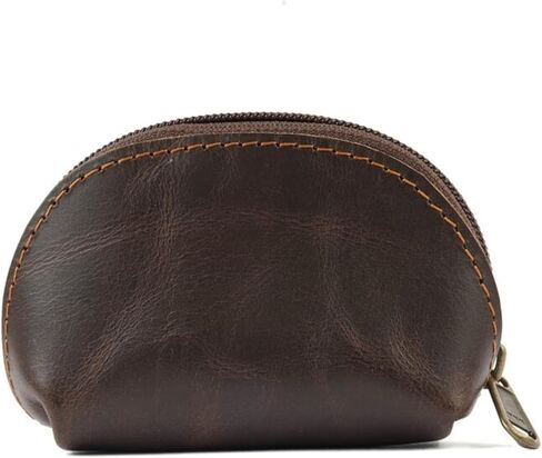 CestAntiQ, Leather Moon Pocket Coin Case Mini Squeeze Coin Purse Pouch Change Holder Tray Purse Wallet for Men & Women : Dark Brown in Saudi Arabia