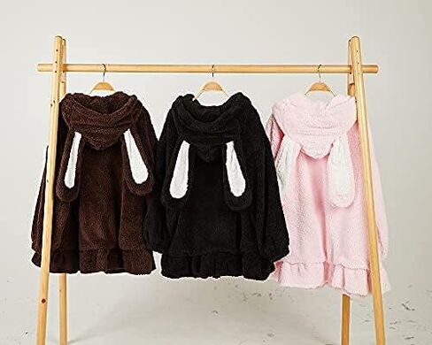 BZB Kawaii Anime Bunny Ear Hoodies For Women Sweet Lovely Fuzzy Fluffy Rabbit Sweater Tops Cosplay Jacket Coats in Kuwait