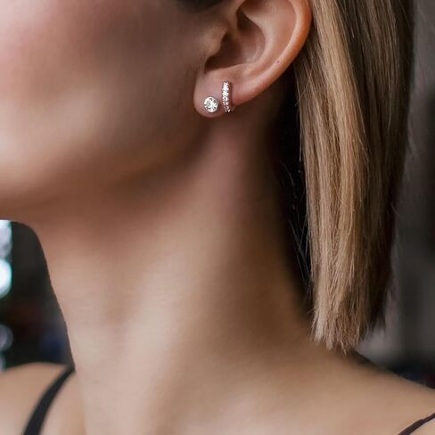 ريوسو 14 زوجًا من الأقراط المصنوعة من الستيل الجراحي للنساء والرجال لا تسبب الحساسية، اقراط حلقية مسطحة الظهر للاذن الحساسة، مجموعة اقراط مسمار للغضروف الخلفي المسطح in Kuwait