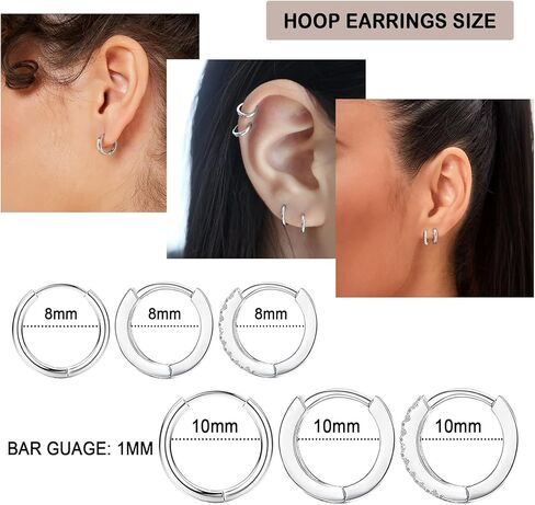 ريوسو 14 زوجًا من الأقراط المصنوعة من الستيل الجراحي للنساء والرجال لا تسبب الحساسية، اقراط حلقية مسطحة الظهر للاذن الحساسة، مجموعة اقراط مسمار للغضروف الخلفي المسطح in Kuwait